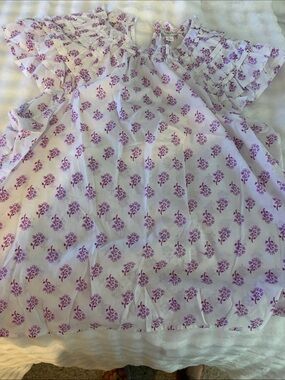 J. Crew White Blouse with Purple Floral Print